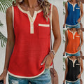 Fashionable Casual Solid-Color Waffle-Weave Patchwork Women's Vest