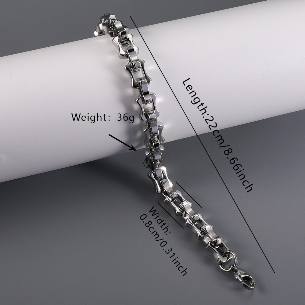 Popular Streetwear Cuban Chain Bracelet For Men, Bold Domineering Punk Hip Hop Design, All-Match Stainless Steel Titanium Steel Fashion Accessories