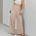 Solid-Color High-Waisted Loose-Fit Casual Wide-Leg Pants