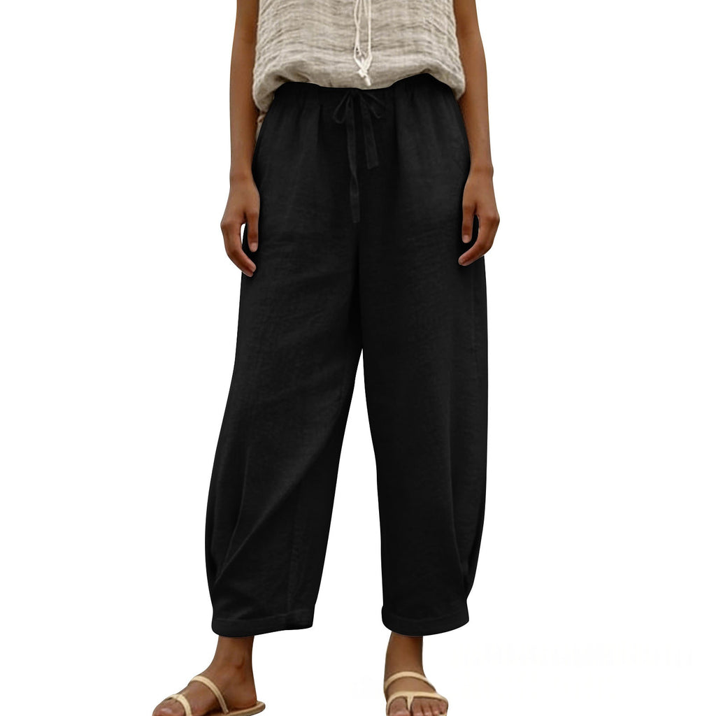 Women's Fashionable Loose-Fitting Wide-Leg Pants With An Elastic Waist