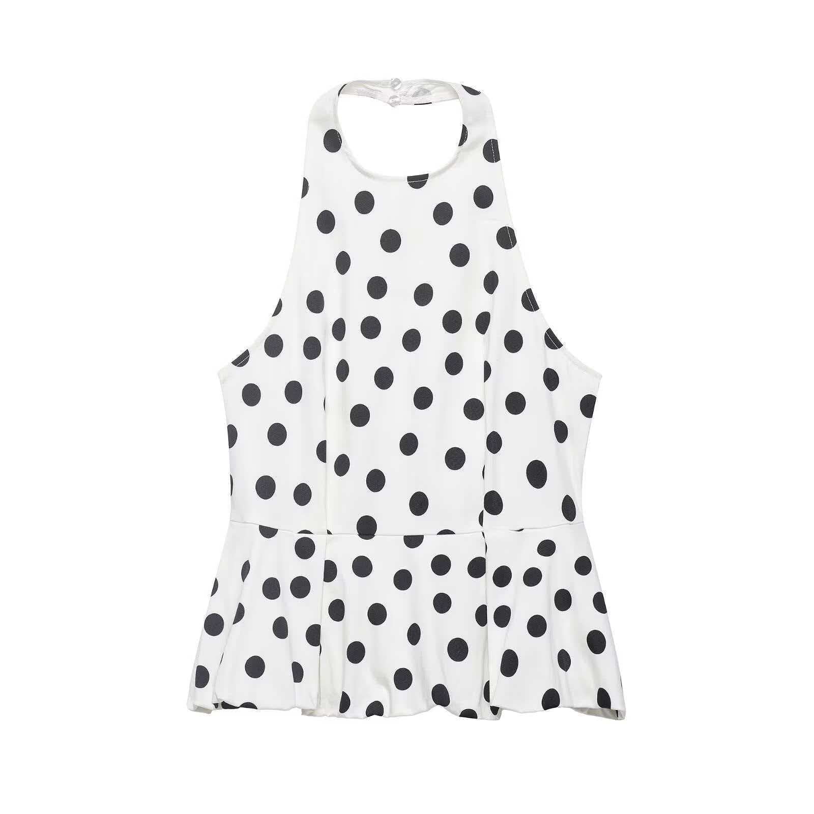 Summer Chic Halter-Neck Polka-Dot Tank Top