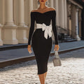 Women's Solid Color Bow Lace-Up Dress