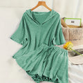 Loose-Fitting Stylish Western-Style Two-Piece Set Featuring A Hooded Short-Sleeved Skirt And Pants