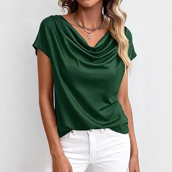 Casual, Fashionable Solid-Color Short-Sleeve Top