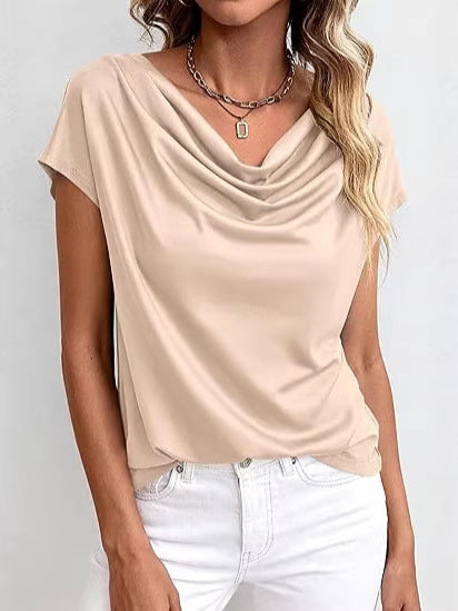 Casual, Fashionable Solid-Color Short-Sleeve Top
