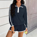 Color-Block Striped Shorts Two-Piece Set