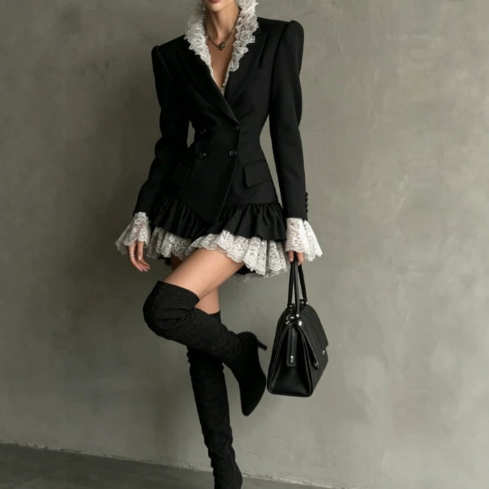 Springautumn New Arrival Patchwork Color-Block Long-Sleeve Dress