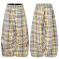 Starry-Waist Loose-Fit Drawstring Ankle-Tie Wide-Leg Straight-Leg Trousers