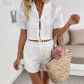 Designer-Style Casual Solid-Color Short-Sleeve Set