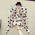 Springsummer Retro Polka-Dot Chiffon Blouse For Girls
