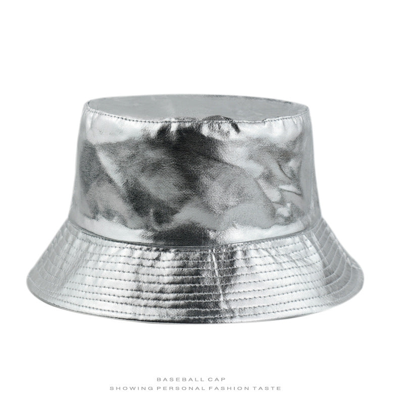 Summer Best-Selling Laser-Embossed Sequin Boater Hat, Pu Bucket Hat, Fashionable Trend Street Hat, Outdoor Sun Protection Double-Sided Sunshade Hat