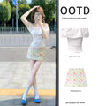 French-Style Off-Shoulder Ruffled Short Sleeves