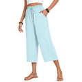 Solid-Color Elastic-Waist Drawstring Loose-Fitting Wide-Leg Pants