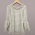 Off-Shoulder Casual Long-Sleeve Chiffon Top With Polka Dots