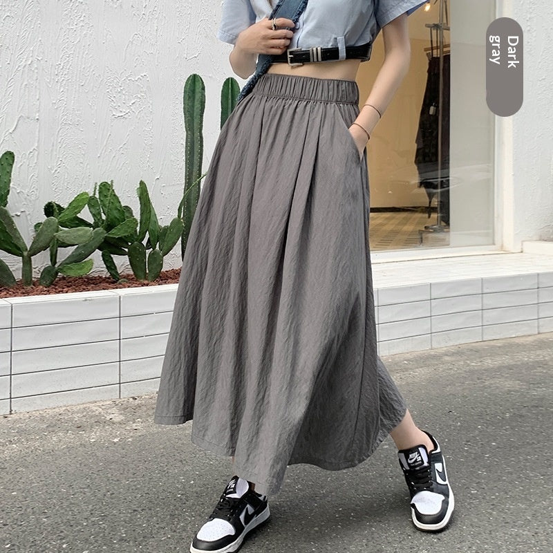 Women's High-Waisted Midi Casual Skirt