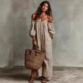 Women's Casual Loose-Fit Off-Shoulder Striped Dress