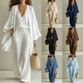 Women's Casual Three-Piece Set Nine-Quarter-Sleeve Cardigan Sleeveless Vest And Long Pants
