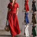 Fashionable Western-Style Women's Long Dress With Short Sleeves