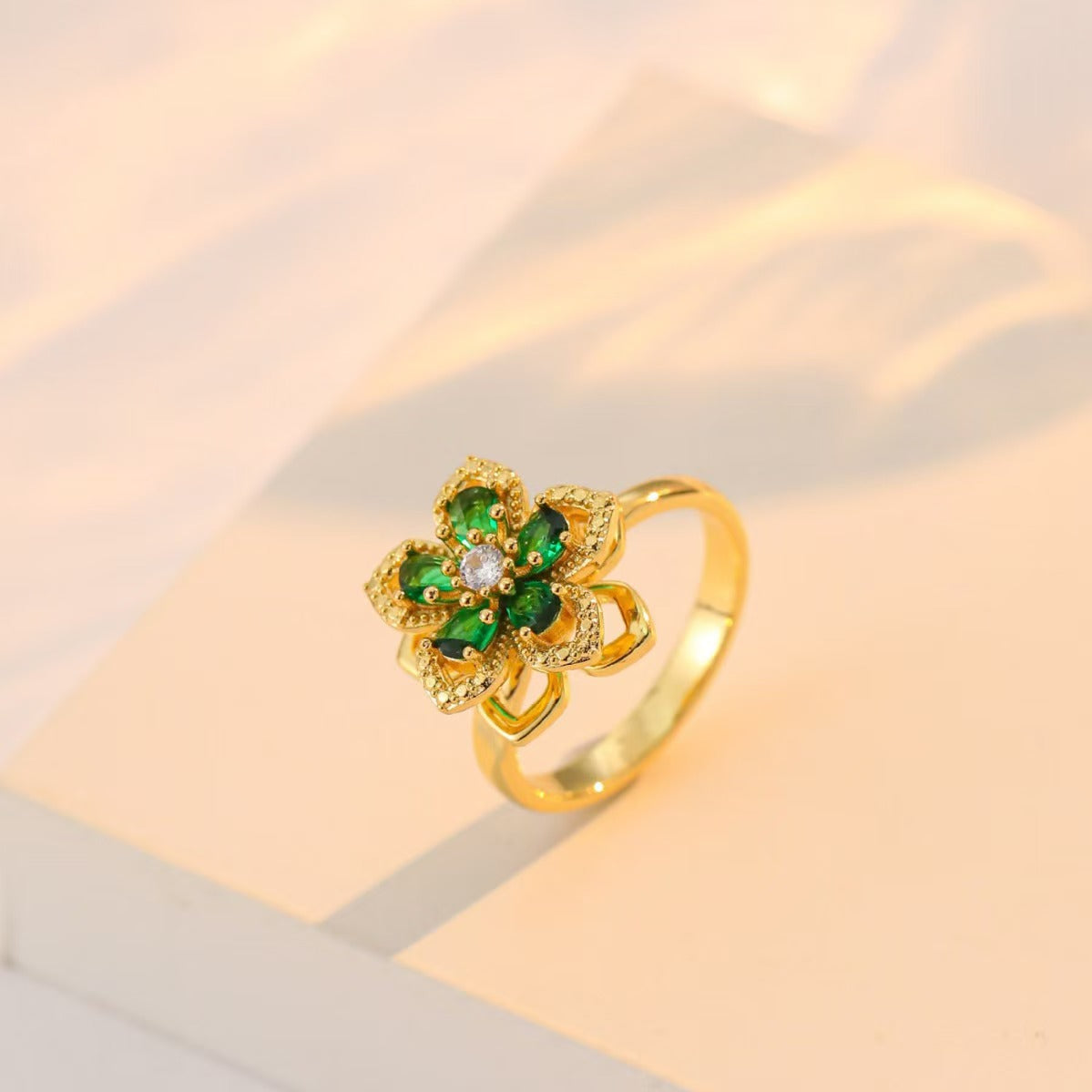 Nephthytis Flower Zircon Flower Niche Fashion New Ring