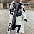Double Sided Print Tweed Coat Autumn Winter Jacket