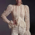 Lace Embroidered Blouse Flare Sleeve