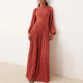 Spring Casual Long Sleeve Pleated Dress