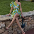 Floral Print Hollow Mini Dress
