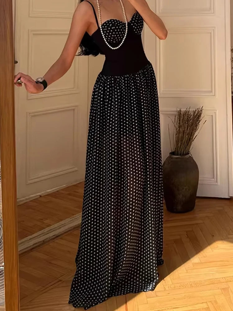 Polka Dot Mesh Patchwork Party Dress