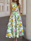 Sleeveless Casual High Waist Long Skirt Outfits