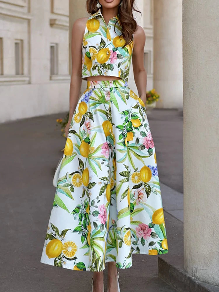 Sleeveless Casual High Waist Long Skirt Outfits