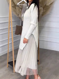 Sexy Mesh Splicing Solid Long Skirt Outfits