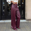 Button Red Wine Straight Pants
