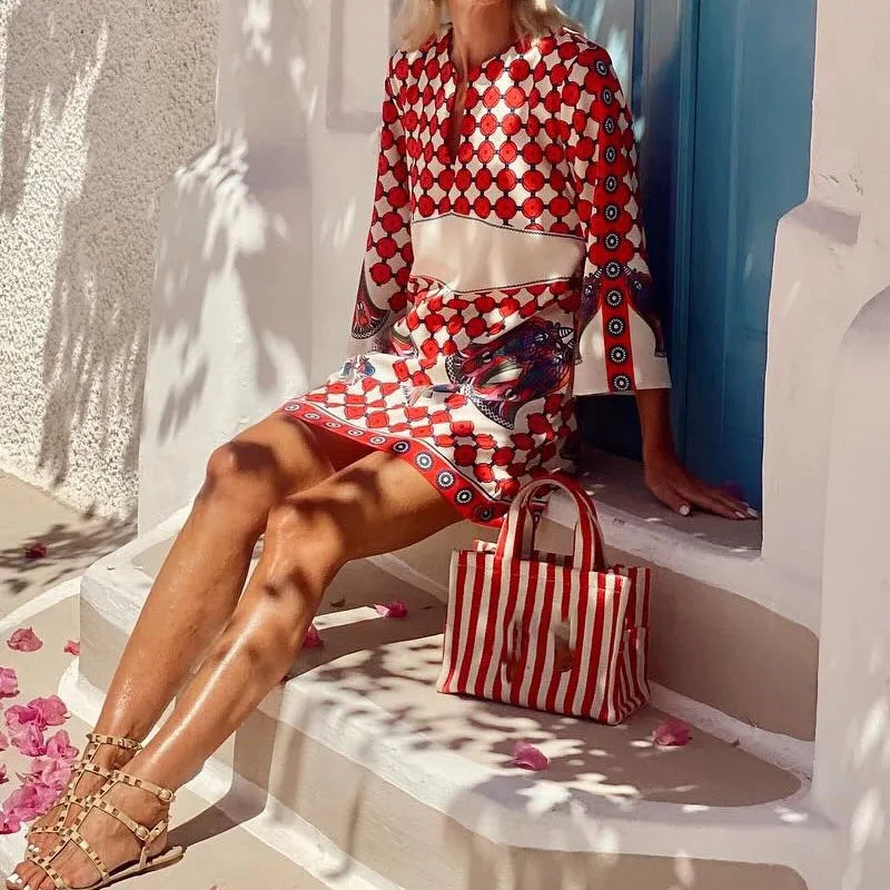Vintage Ethnic Printed Party Dress