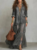Single-breasted Ruffle Denim Dress