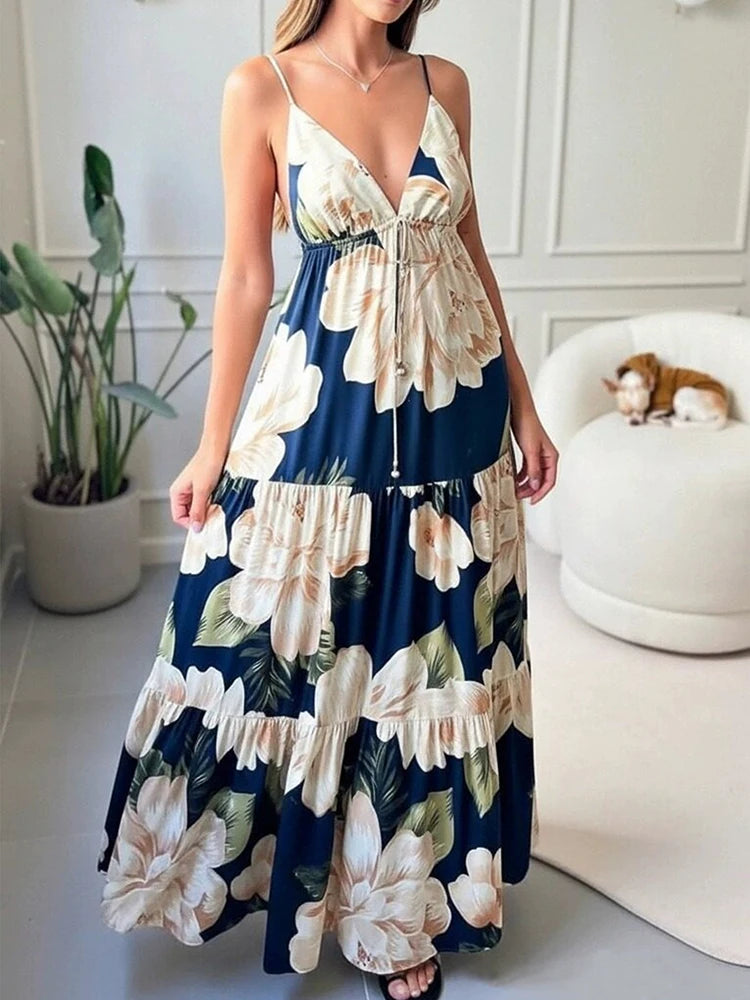 Beach Vacation Floral Print Dress