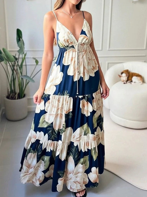 Beach Vacation Floral Print Dress