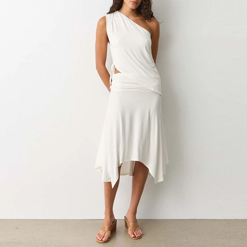 Solid 2 Piece Sets with Lace-up Top