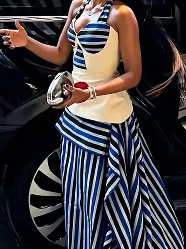 Halter Top & Asymmetrical Skirt Set