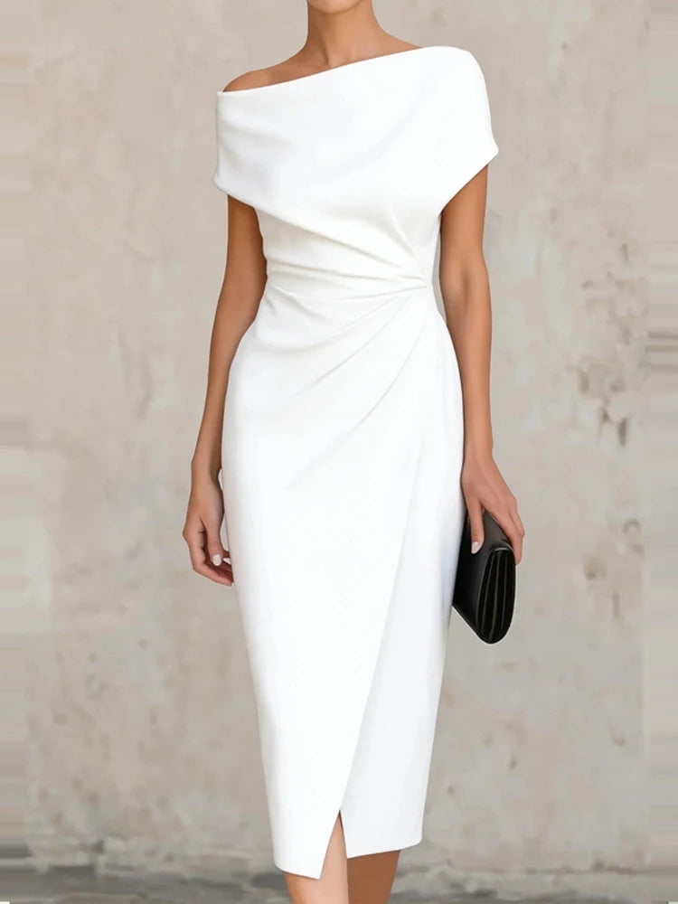 One Shoulder Midi Dress Summer Casual