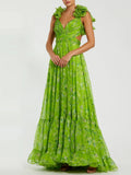 V-neck Hollow Out Vacation Dress Casual Backless