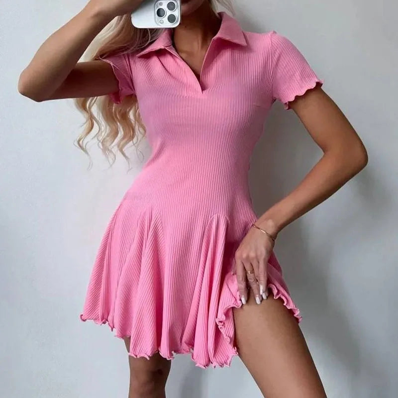 Waist-Cinching A-Line Dress Casual Mini