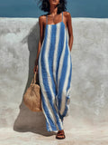 Striped Print Loose Romper Casual