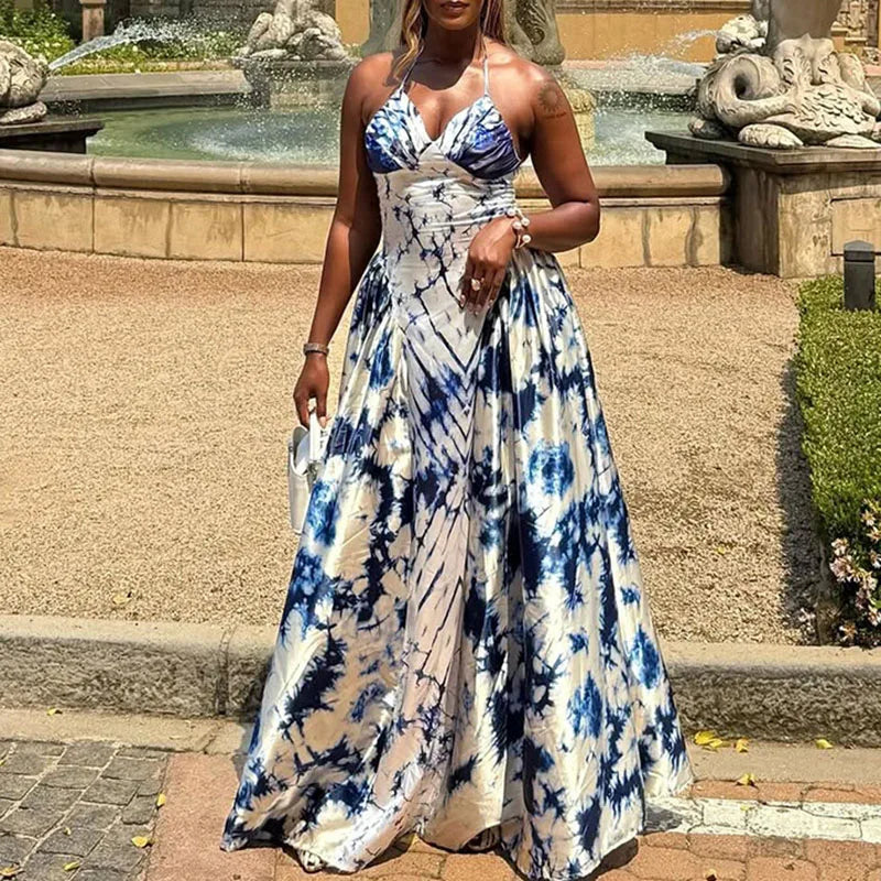 Draped Maxi Dress Pattern Printed