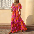 V-neck Draped Vacation Dress