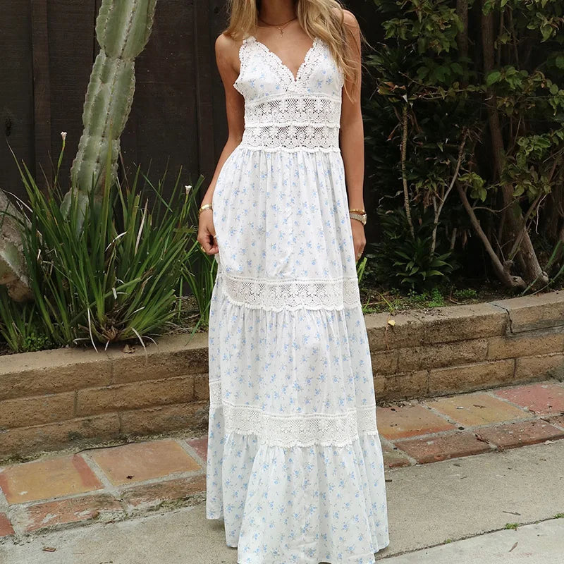 Lace Patchwork Suspender Dress