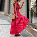 Striped Off Shoulder Vacation Dress