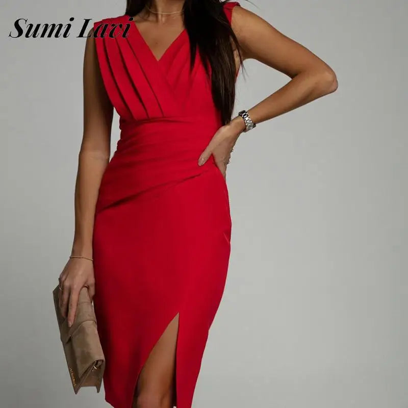 High Waist Bodycon Side Split Dress