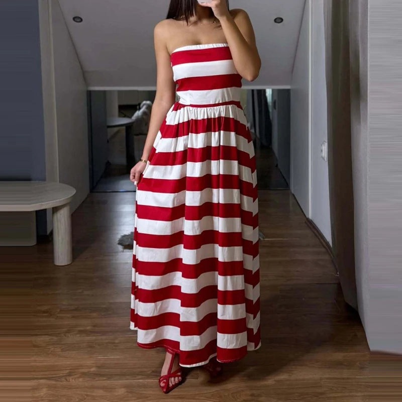Strapless Waist Pleated Holiday Dress