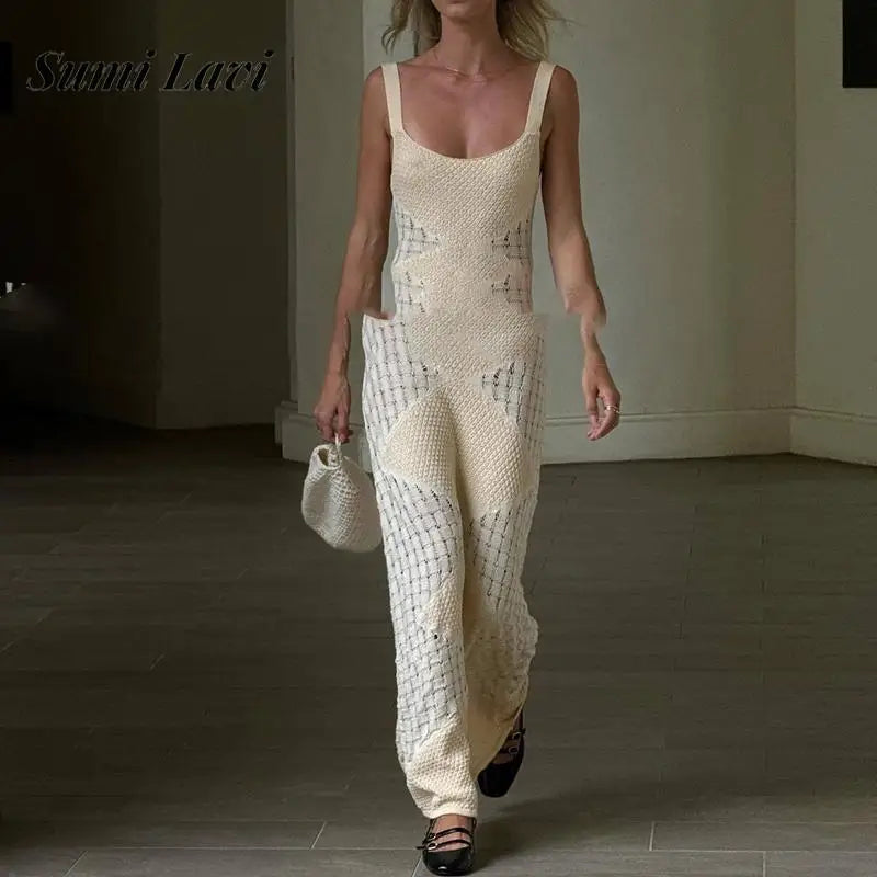 U-neck Backless Solid Dress