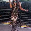 Lace Deep V-Neck Suspender Dress Maxi